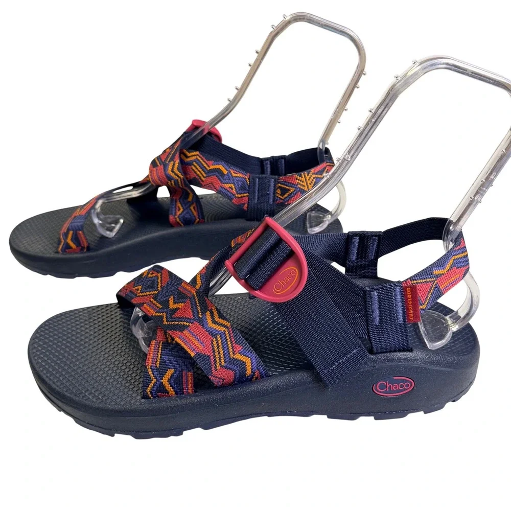 Chaco Mega Z/Cloud Sport Sandal Men 12 Red Blue Geometric Hiking JCH109903Z